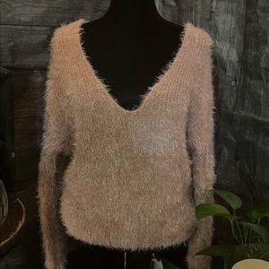NWT Love Couture Pink Fuzzy Twist Sweater Size S